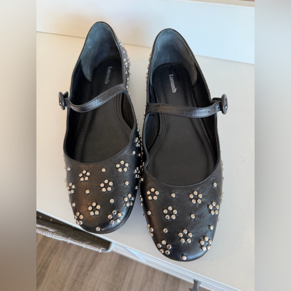 Blair Ballet Flat In Black Leather and Metallic Studs mary Jane’s size 11